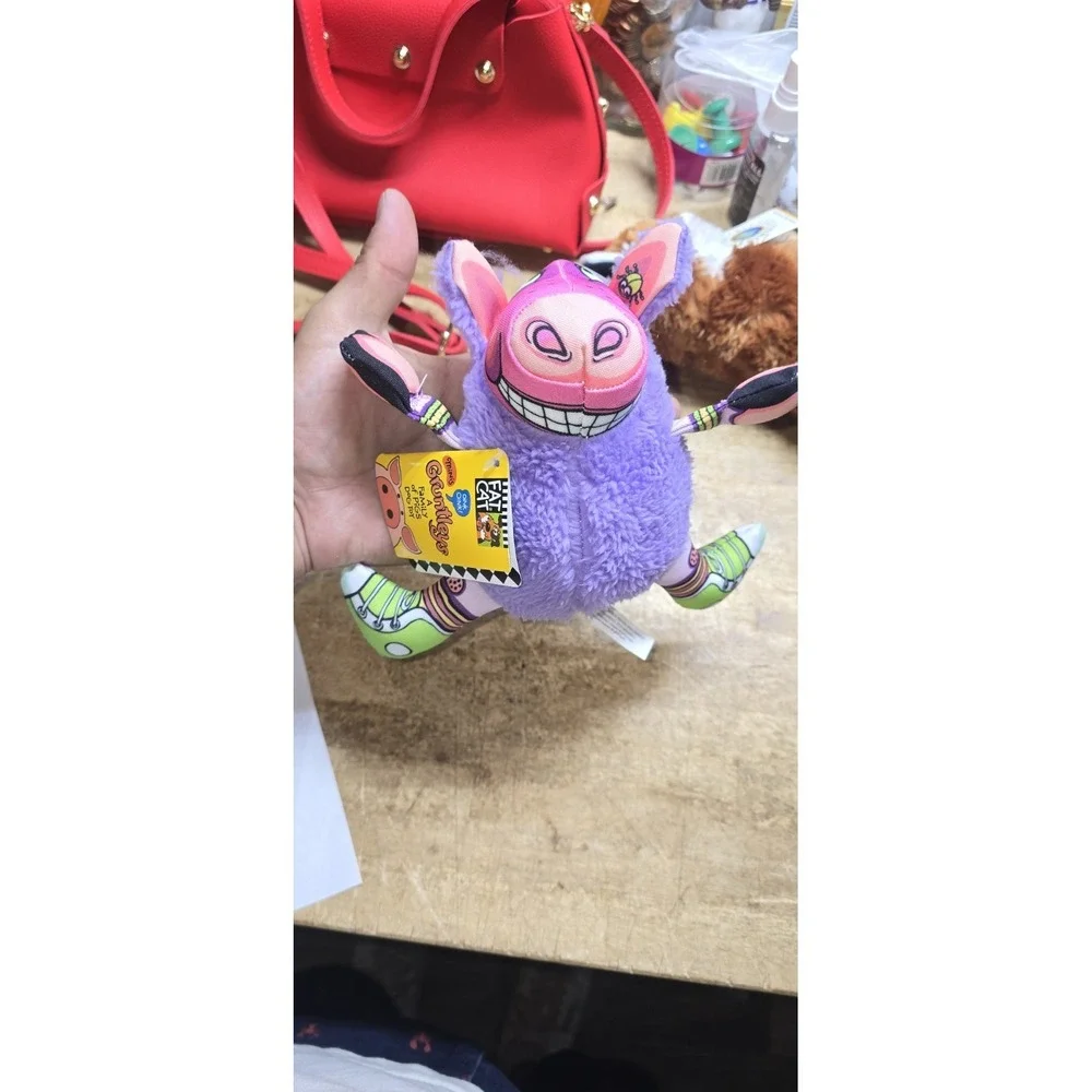 purple Fat Cat Gruntleys Mini squeaky dog toy